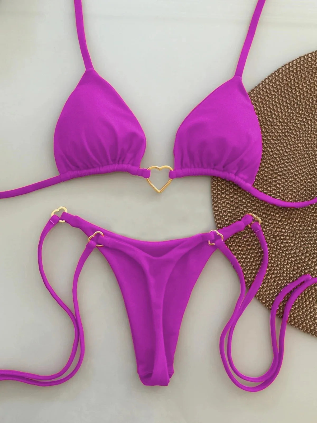 Sexy Simple Solid Women Halter Bikini Set