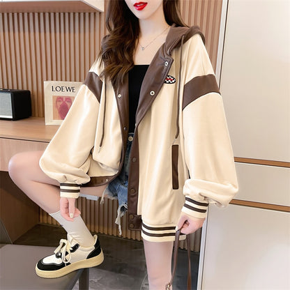 High Quality Loose Style Thin Autumn Buttoned Hoodies