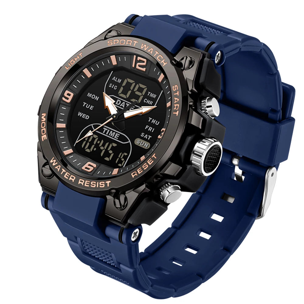 Mens 50m Waterproof Mascular Digital Analog Display Watches