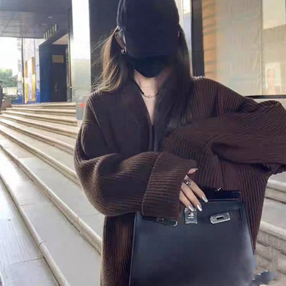 V-Neck Single-Breasted Knit Cardigan – Casual Autumn 2025