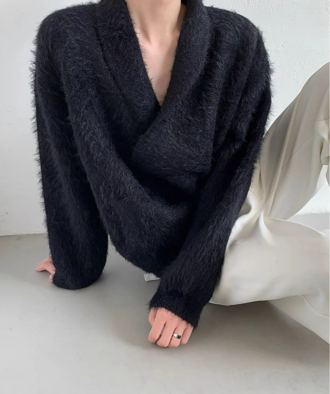 Checkered Sweater For Women Thickened Inner Layer Korean Lazy Style High End Design For Autumn Winter