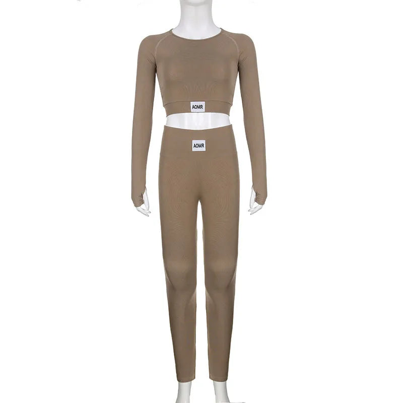 Spring Essentials Chic Black Crop Top & Skinny Pants Two-Piece Set – Casual Sport Outfit