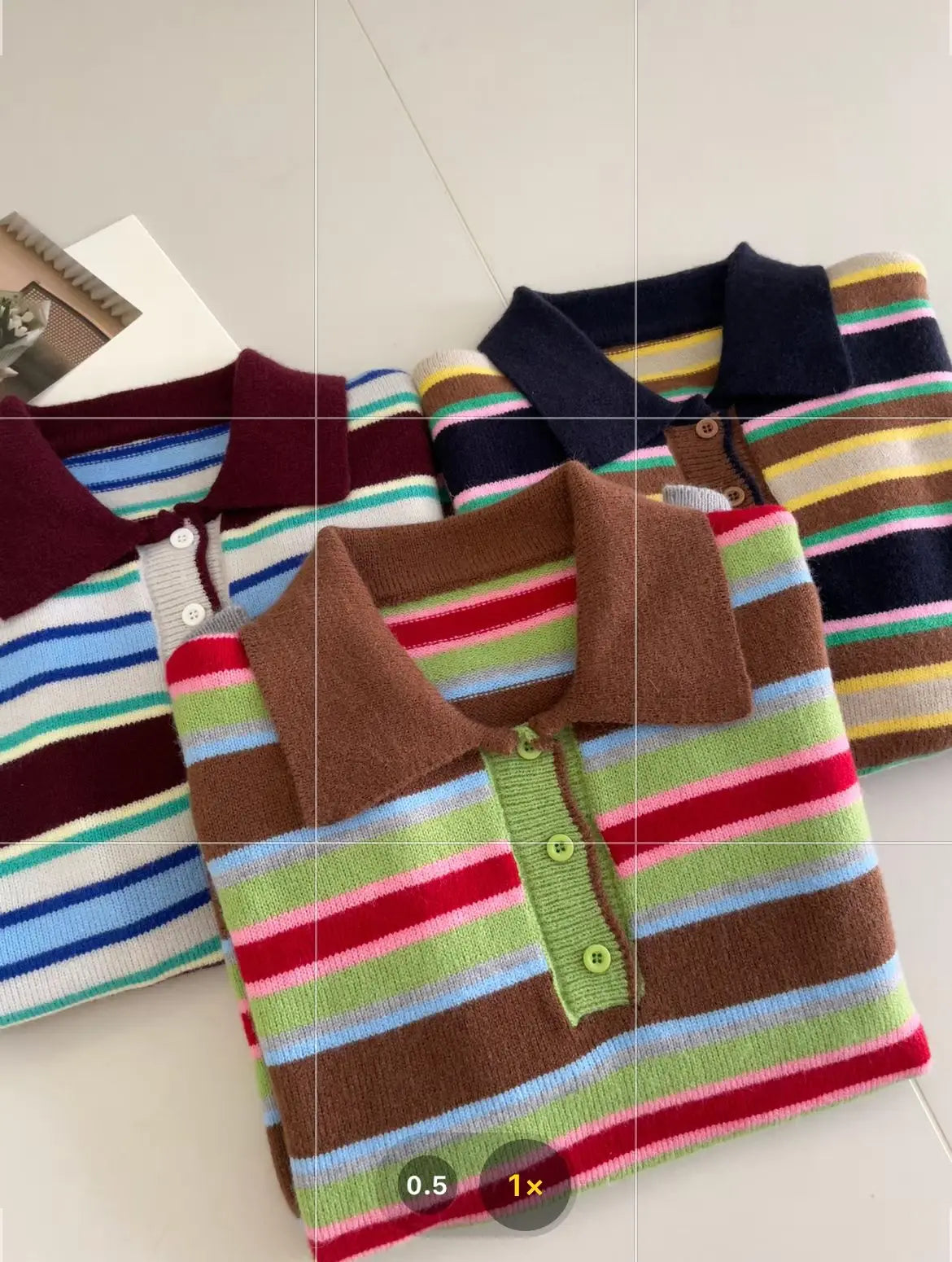 Vintage Cool Design Contrast Stripe Lace Up V Neck Sweater