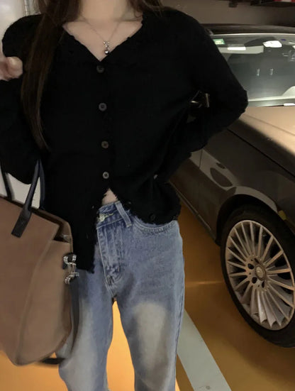 Korean Style O-Neck Knit Cardigan for Women – Autumn 2025