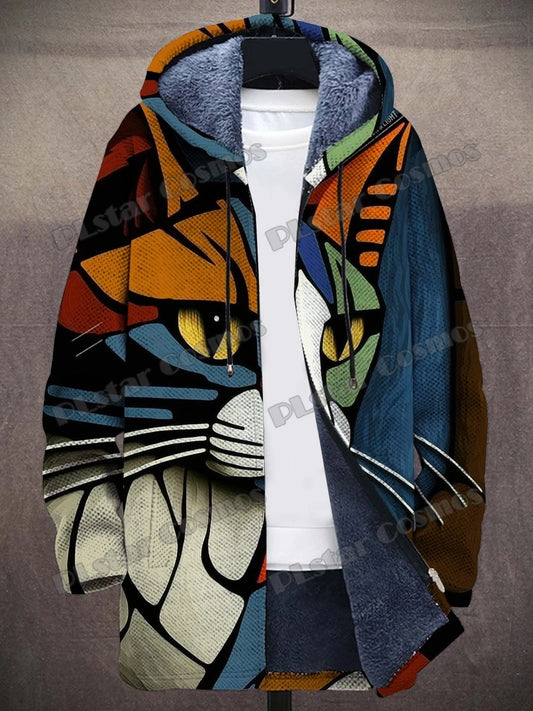Abstract Art Cat Pattern Knit Pullover 3d Printed Winter Sweater For Unisex Casual Style