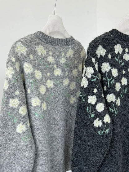 Floral Embroidered Knit Cardigan – Autumn Casual Sweater for Women