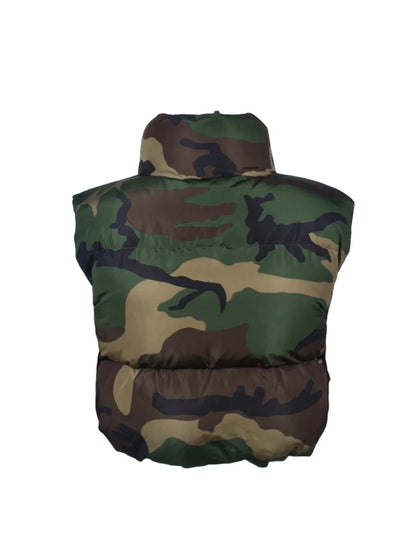 New Camouflage Print Puffer Vest