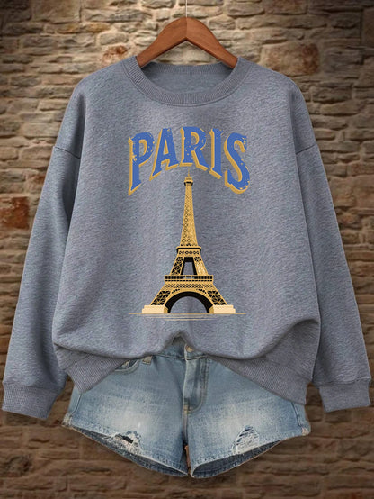 Graphic Paris Printed Women Casual Sweatshirt