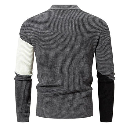 Casual Color-Block Geometric Knit Sweater Outfit