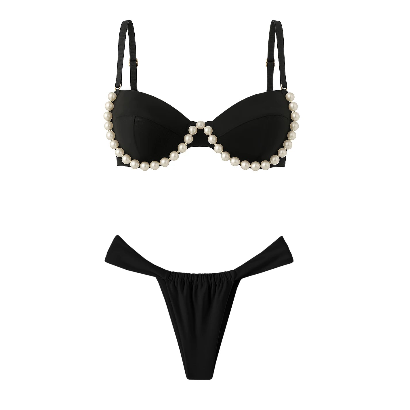 Sexy Pearl Strap Push Up Two Pieces Bikini Set