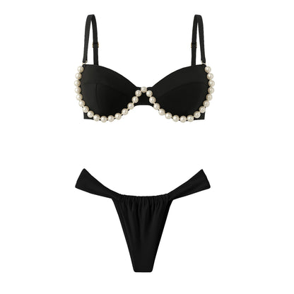 Sexy Pearl Strap Push Up Two Pieces Bikini Set