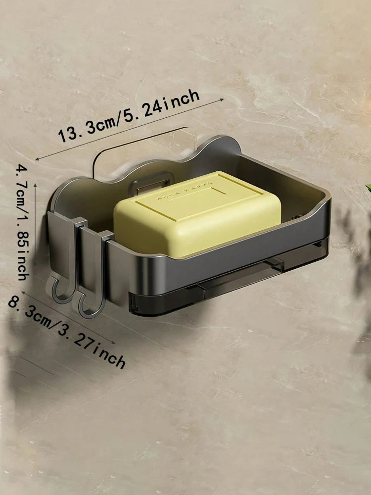 No Drilling Wall Mounted Double Layer Soap Sponge Holder