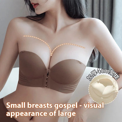 Sexy Front Button No-Sash Bra – Small Chest Gather, No Steel Ring, Thick Cup, Back Support, Breast Beauty Bra