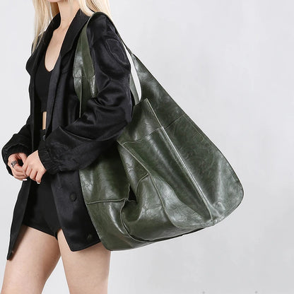 Luxury Soft Leather Shoulder Bag For Women Large Shopper Tote Messenger Bag