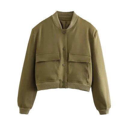 Casual Cropped Bomber Jackets For Women