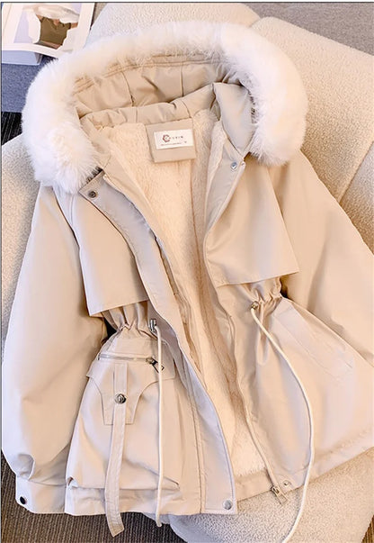 Fur Hooded Slim Long Parka For Women