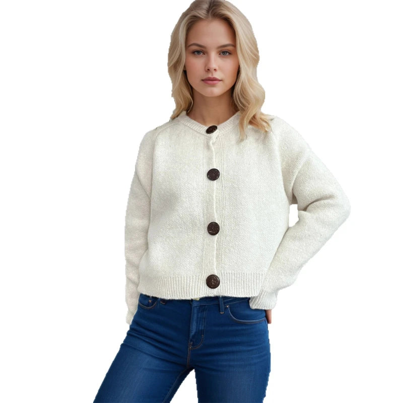 2025 Winter Women S Solid Color Cardigan Knitted Loose Fit Xxl Sweater Coat With Pockets Black