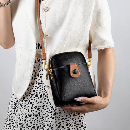 Trendy Genuine Leather Womens Messenger Shoulder Bag High Quality First Layer Cowhide All Match Fashion Handbag