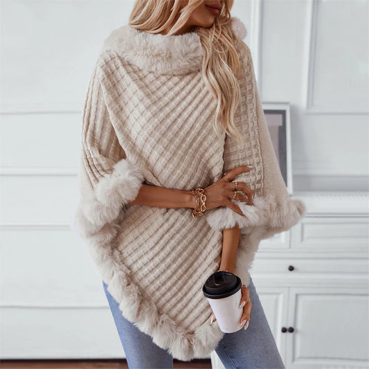 Elevated Comfort: The Luxe Fur-Trimmed Batwing Cardigan