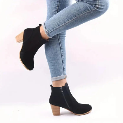 Luxury Suede Chelsea Ankle Boots for Women - 2025 Autumn Winter Chunky Heels