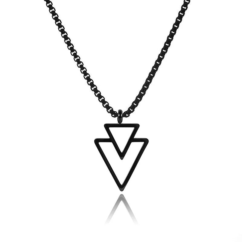 Men Simple 2.5mm Stainless Steel Triangle Pendant