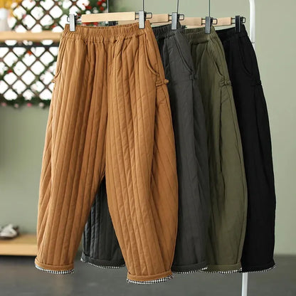 M-4XL Oversized Thicken Ankle-Length Down Cotton Warm Pants