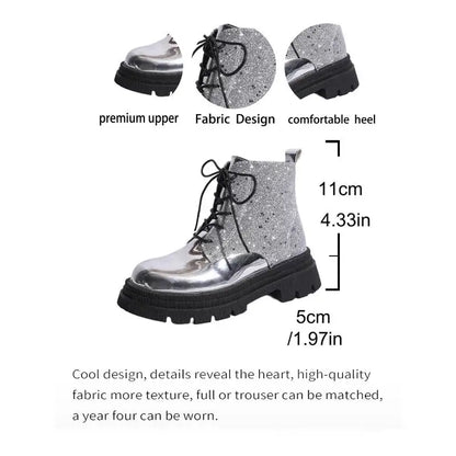Luxury Silver Design Mid Heel Winter Women Boots