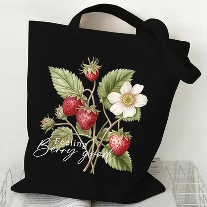 Flower Pattern Canvas Shopper Bags