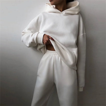 Womens Cool Style 2 Pieces Crop Hoodie Sweatpant Tracksuits