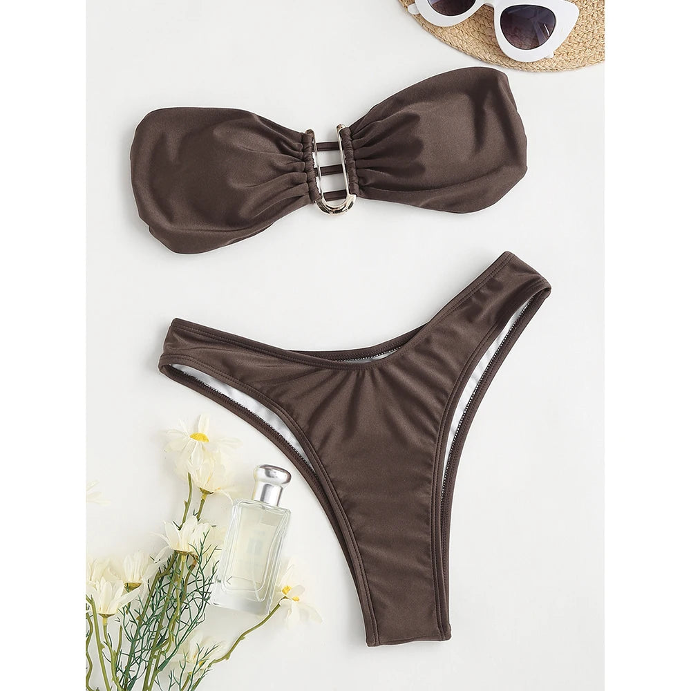 Shimmering Brown V-Bar Bikini Aesthetic