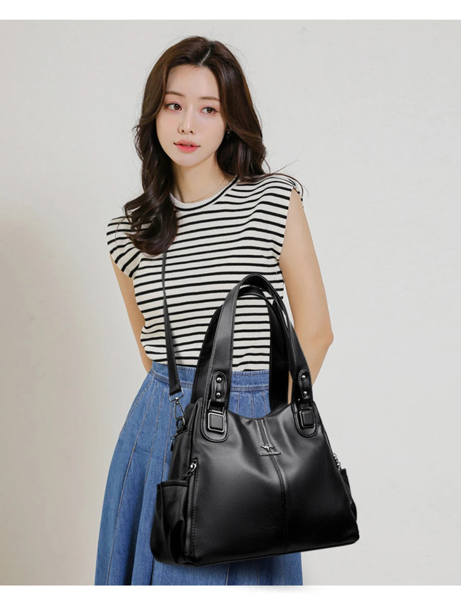 Genuine Leather Soft Designer Large Capacity Handbags For Women