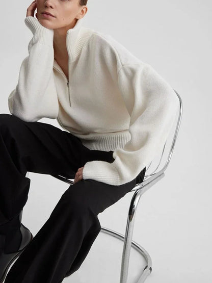 Loose Fit Striped Turtleneck Winter Sweater For Women