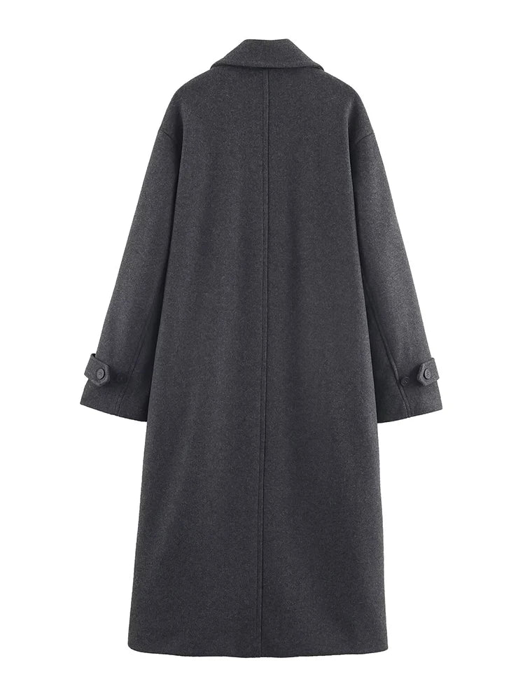 Classic Wool-Blend Overcoat – Elegant Long Coat for Women