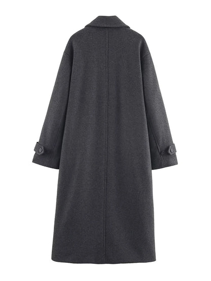 Classic Wool-Blend Overcoat – Elegant Long Coat for Women