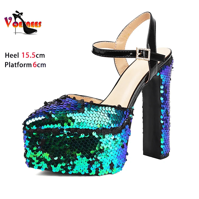 Bling Sequined High Heel Sandals – Sexy Summer Party Heels 2026