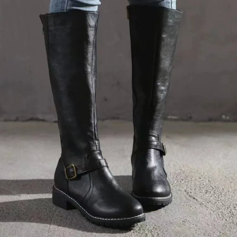 Women’s Over-the-Knee Riding Boots 2025 – Waterproof PU Leather Chunky Heel Platform Boots