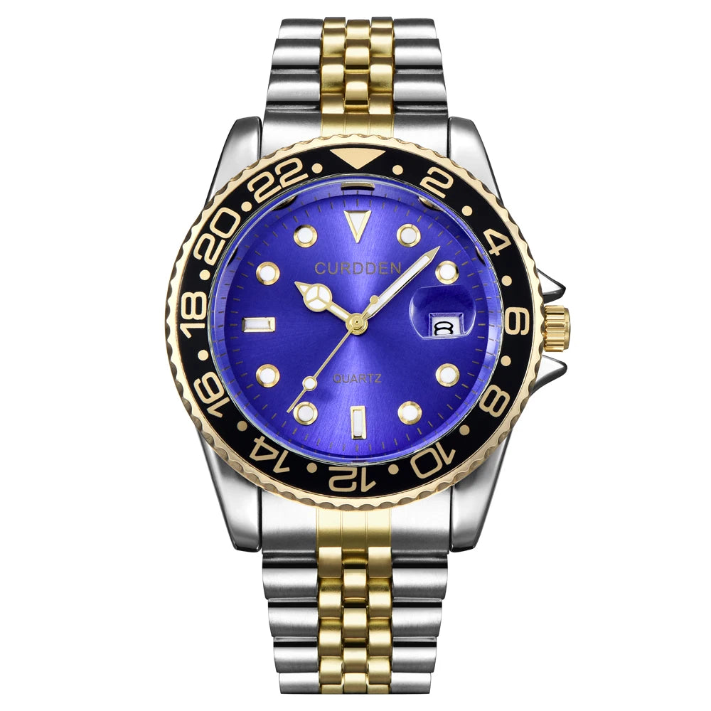Quiet Luxury Aesthetic - Classic Two-Tone Royal Blue Watch