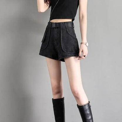 Women S Mid Waist Cargo Denim Shorts Sexy Stretchy Summer Hot Pants