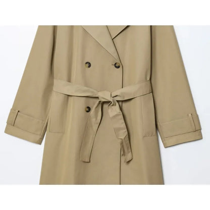 Double Breasted Windproof Women Vintage Long Trench Coats