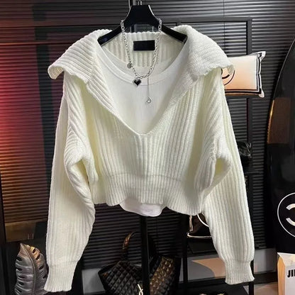 Cropped Ribbed Knit Sweater Outfit Trendy Fall Layering Aesthetic