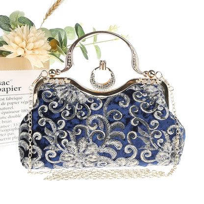 Queen Style Antique Crystal Beaded Evening Handbag