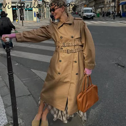 Oversize Long Single Breasted Womens Trench Coat