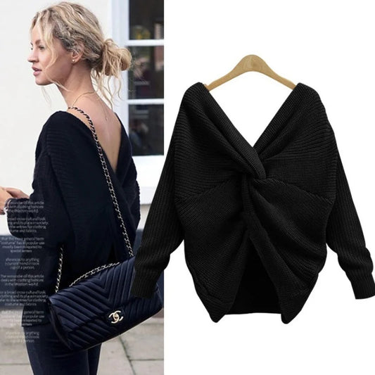New V Neck Basic Style Autumn Winter Sweater For Women