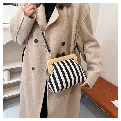 Designer Style Striped Evening Clutch Crossbody Bag