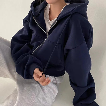 2025 Women S Short Hoodie Solid Sweatshirt Crop Top Korean Harajuku Fashion