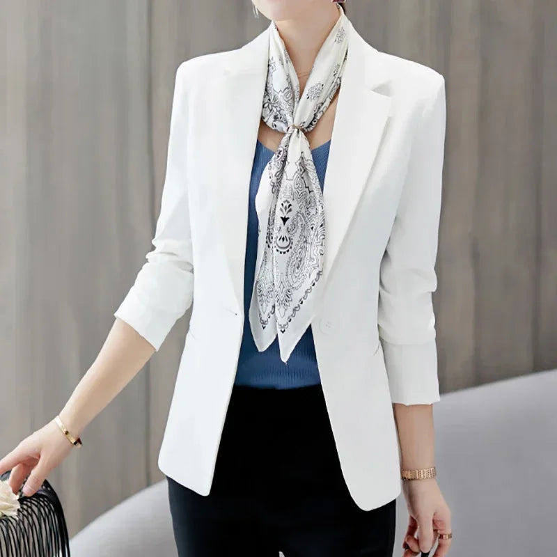 Slim Notched Office Blazer for Women