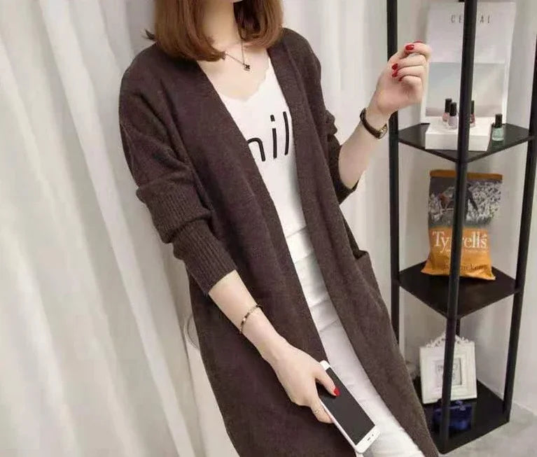 V-Neck Long Knit Cardigan for Women – 2025 Y2K Harajuku Style