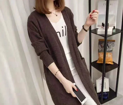V-Neck Long Knit Cardigan for Women – 2025 Y2K Harajuku Style