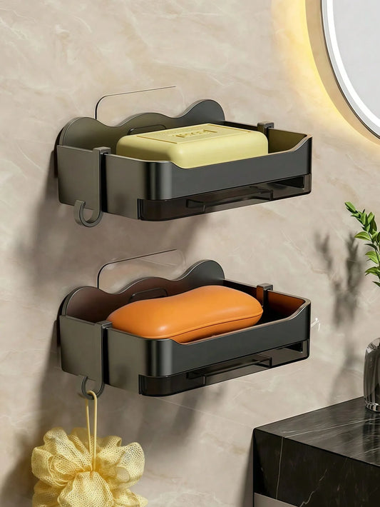 No Drilling Wall Mounted Double Layer Soap Sponge Holder