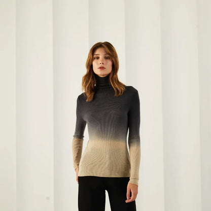 Womens Casual Turtleneck Warm Plaid Sweater